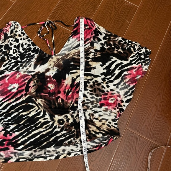 Agaci zebra blouse Cold Shoulder Animal Print size Small silver rings black pink - Picture 8 of 14
